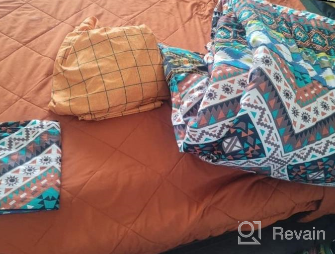 img 1 attached to Experience Chic Comfort With Flysheep'S Boho Bedding Set - 7 Pieces Queen Size Fit, Tribal Striped Prints, And Reversible Comforter review by Michael Santos