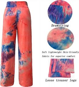 img 3 attached to Women'S Comfy Casual Stretch Tie Dye Palazzo Lounge Pants Wide Leg Pajama Drawstring Pant All Seasons