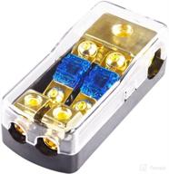 🔌 high-performance mini-anl fuse holder: 60 amp 12v auto distribution block for hifi systems - supports 0 2 4 gauge, provides 2-way fuse protection with 4/8 gauge output logo