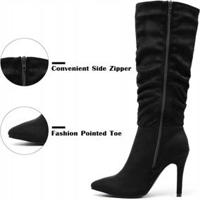 img 1 attached to Katliu Women'S Suede Knee-High Boots: Pointed Toe Stiletto Boot With Slouchy Zipper & High Heel
