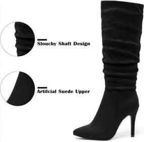 img 2 attached to Katliu Women'S Suede Knee-High Boots: Pointed Toe Stiletto Boot With Slouchy Zipper & High Heel