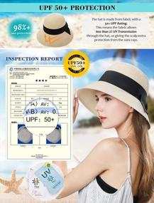img 3 attached to Stylish Packable Women'S Straw Cloche Fedora Beach Sun Hat With SPF And Panama Style, Adorned With Black Ribbon In Beige Color, Suitable For Head Sizes Between 56-58Cm