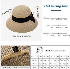 img 1 attached to Stylish Packable Women'S Straw Cloche Fedora Beach Sun Hat With SPF And Panama Style, Adorned With Black Ribbon In Beige Color, Suitable For Head Sizes Between 56-58Cm
