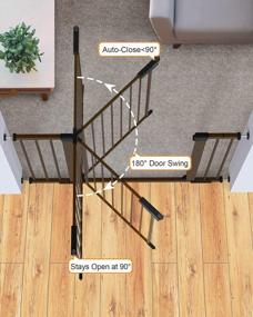 img 2 attached to Extra Wide Baby Gate For House, Easy Walk Thru Dog Gate With Auto Close Safety Pet Gates For Stairs And Doorways, Cumbor 29.5"-51.6" Includes 4 Wall Cups - Mom'S Choice Awards Winner Brown