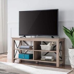 img 4 attached to Gray Oak TV Stand: Sawyer Rectangular Design For TV'S Up To 55 Inches
