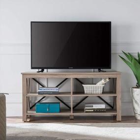 img 1 attached to Gray Oak TV Stand: Sawyer Rectangular Design For TV'S Up To 55 Inches