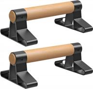 seleware solid wood push up bars parallettes bars - anti-slip handstand bars for calisthenics and floor workouts with sturdy metal bracket - supports up to 600 lbs - size: 10 x 6.5 x 4 inches logo
