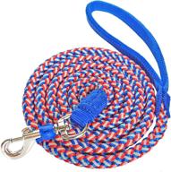 reflective nylon braided dog leash - strong training lead for large, medium, and small dogs walking - available in 3/4/6/10ft lengths - blue and red color options - mycicy logo