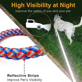 img 2 attached to Reflective Nylon Braided Dog Leash - Strong Training Lead For Large, Medium, And Small Dogs Walking - Available In 3/4/6/10Ft Lengths - Blue And Red Color Options - Mycicy
