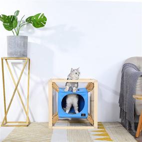 img 3 attached to 🐈 A4Pet Stackable Cat Cave: Stylish and Spacious Wood Cat Tower for Large Indoor Cats