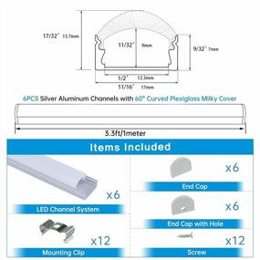 img 4 attached to Muzata 6-Pack LED Aluminum Channel System With Milky White Cover - 3.3Ft/1M Long And 17X14Mm U Shape - Spotless And Curved With 60° Angle - Perfectly Designed For LED Strip Lights