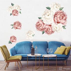 img 2 attached to 🌸 MOLANCIA Peony Floral Wall Decals Stickers - Rose Posters, Art Murals, Removable Flower Wallpaper for Living Room, Girls Room, Kitchen, Bedroom - Pink 3