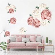 🌸 molancia peony floral wall decals stickers - rose posters, art murals, removable flower wallpaper for living room, girls room, kitchen, bedroom - pink 3 логотип