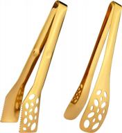 iaxsee 2 pack kitchen tongs for cooking 10 inch stainless steel gold salad tongs bbq grill tongs heavy duty metal tongs heat resistant gold serving utensils (gold) logo