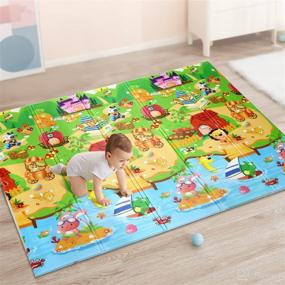 img 4 attached to 🧒 Baby Play Mat – Extra Large Reversible Foam Crawl Mat | Waterproof & Portable | Non-Toxic | Colorful Design | Indoor or Outdoor Use by Kids, Babies, and Toddlers