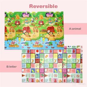 img 2 attached to 🧒 Baby Play Mat – Extra Large Reversible Foam Crawl Mat | Waterproof & Portable | Non-Toxic | Colorful Design | Indoor or Outdoor Use by Kids, Babies, and Toddlers