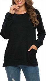 img 3 attached to AUSELILY Women'S Long Sleeve Round Neck Casual T Shirts Blouses Sweatshirts Tunic Tops With Pocket