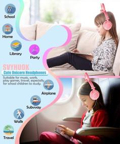 img 1 attached to Sparkling Unicorn Headphones With LED Glowing Cat Ears For Kids, Teens, Women - Foldable Wired Over-Ear Headset In Peach For Smartphones, IPhones, IPads, Laptops, And Kindle