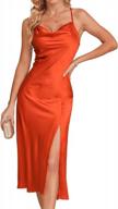 women's satin wedding guest dress sexy spaghetti straps cowl neck cami midi with side slit cocktail party логотип