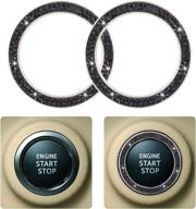 🚗✨ enhance your car with 2 pcs crystal rhinestone car engine start stop decoration ring: car bling ring crystal stickers - womens car decals. add glamour to your key ignition starter & knob ring in black/double ring design! логотип