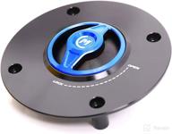 🔵 premium blue revo cnc quick release gas fuel cap for suzuki gsx-r & v strom models (97-03, 96-03, 01-02, 02-10) логотип