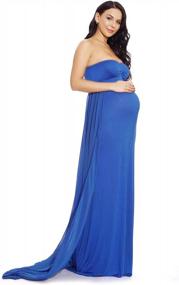 img 2 attached to Chic And Comfortable: ZIUMUDY Off-Shoulder Maternity Maxi Dress For Beautiful Baby Shower Photography