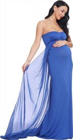img 1 attached to Chic And Comfortable: ZIUMUDY Off-Shoulder Maternity Maxi Dress For Beautiful Baby Shower Photography