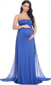 img 3 attached to Chic And Comfortable: ZIUMUDY Off-Shoulder Maternity Maxi Dress For Beautiful Baby Shower Photography