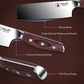 img 2 attached to WALLOP Nakiri Knife - Top-rated 6.5-inch Asian Usuba Vegetable Cleaver Knife: Premium Japanese Chef Knives 🔪 with Full Tang Pakkawood Handle - German High Carbon Stainless Steel - Jane Series with Gift Box