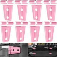 🚪 pink door hinge cover trim exterior accessories for jeep wrangler jk jku sport rubicon sahara x unlimited 2-door & 4-door 2007-2018 (set of 8) логотип