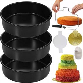img 4 attached to Bake To Perfection With RFAQK 100PCs Round Cake Pans Set - Nonstick 8 Inch Pans + Bonus Accessories