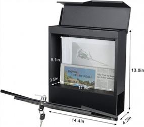 img 1 attached to Secure Metal Wall Mounted Mailbox With Key Lock And Newspaper Compartment - 13" X 14 2/5" X 4 1/5
