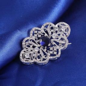 img 1 attached to Art Deco Inspired GULICX Royal Brooch - Elegant Sapphire Blue Cubic Zirconia Pin For Women
