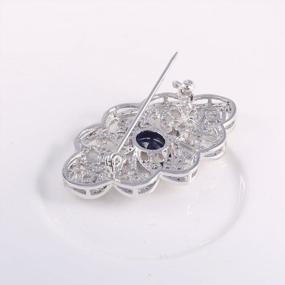 img 2 attached to Art Deco Inspired GULICX Royal Brooch - Elegant Sapphire Blue Cubic Zirconia Pin For Women
