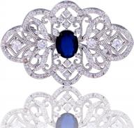 art deco inspired gulicx royal brooch - elegant sapphire blue cubic zirconia pin for women logo