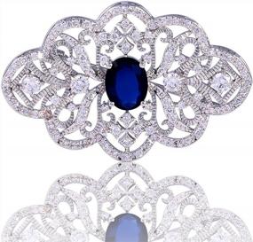 img 4 attached to Art Deco Inspired GULICX Royal Brooch - Elegant Sapphire Blue Cubic Zirconia Pin For Women