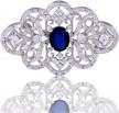 art deco inspired gulicx royal brooch - elegant sapphire blue cubic zirconia pin for women logo