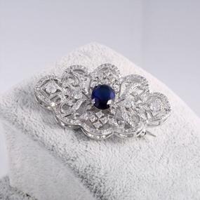 img 3 attached to Art Deco Inspired GULICX Royal Brooch - Elegant Sapphire Blue Cubic Zirconia Pin For Women