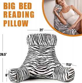 img 3 attached to Reading Pillow With Storage Bag For Sitting In Bed | Back Support Chair Cushion For Reading And Relaxing