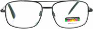 sa106 rectangular metal frame progressive reading glasses with multi 3 focus logo
