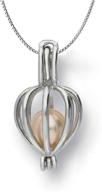 sterling silver heart locket necklace with cultured pearl in oyster set - pearlina, 18 inches logo