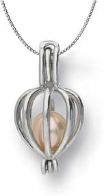 img 4 attached to Sterling Silver Heart Locket Necklace With Cultured Pearl In Oyster Set - Pearlina, 18 Inches