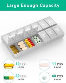 img 3 attached to Large Pill Organizer For AM PM - Annwer 7 Day Vitamin And Medicine Box With 2 Times A Day Compartments For Pills, Fish Oil And Supplements - Weekly Daily Case