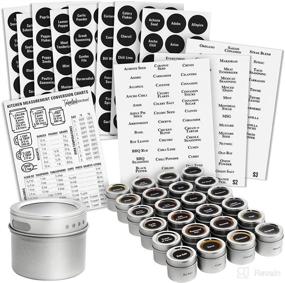 img 4 attached to Organize Your Spices with a Set of 24 Magnetic Spice Tins, Window-Top Sift and Pour Lids, and Preprinted Label Stickers - Convenient, Stylish, and Space-Saving!