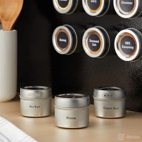 img 2 attached to Organize Your Spices with a Set of 24 Magnetic Spice Tins, Window-Top Sift and Pour Lids, and Preprinted Label Stickers - Convenient, Stylish, and Space-Saving!