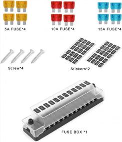 img 2 attached to Jtron 12-Way ATC/ATO Fuse Box With Ground, Protection Cover, Bolt Connect Terminals For Car Boat Marine Auto Car Truck - Negative Bus