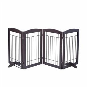 img 1 attached to Spirich Freestanding Wire Pet Gate For Dogs, 30 Inches Tall Dog Gate For The Houes, Doorway, Stairs, Pet Puppy Safety Fence,Set Of Support Feet Included (Espresso, 4 Panels) ASIN: B07T8Z8NKL