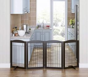 img 3 attached to Spirich Freestanding Wire Pet Gate For Dogs, 30 Inches Tall Dog Gate For The Houes, Doorway, Stairs, Pet Puppy Safety Fence,Set Of Support Feet Included (Espresso, 4 Panels) ASIN: B07T8Z8NKL
