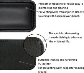 img 1 attached to PU Leather Mouse Wrist Rest Support Pad Mat Soft Memory Foam For Magic Mouse, Wireless & Wired Bluetooth Mice - Non-Slip Durable Home/Office (Black)