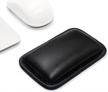 pu leather mouse wrist rest support pad mat soft memory foam for magic mouse, wireless & wired bluetooth mice - non-slip durable home/office (black) logo